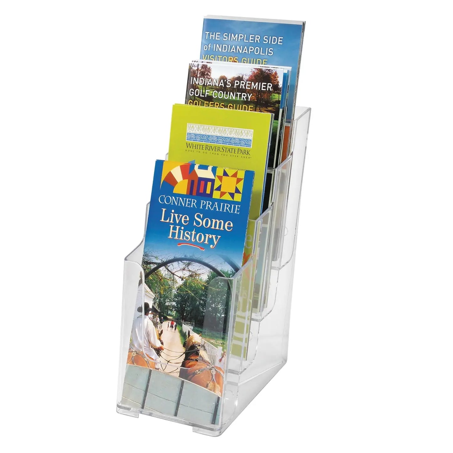 LEAFLET HOLDER, 4-TIERED,CLEAR