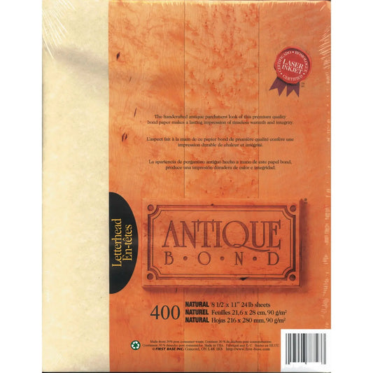 St. James Antique Bond Paper, Natural Colour, FSC Certified, 24 lb., 8 1/2" x 11", 400/PK