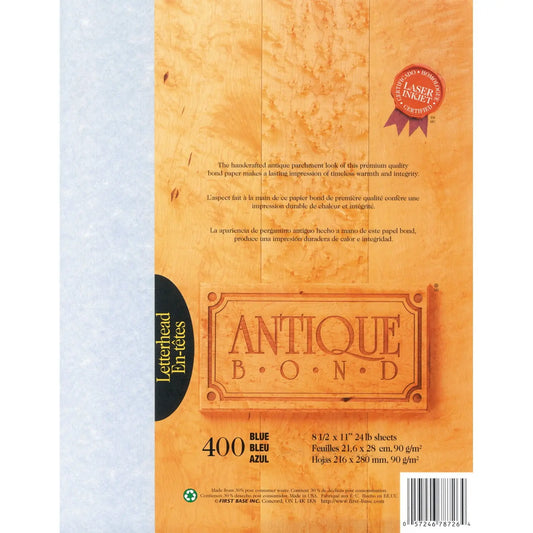 St. James Antique Bond Paper, Blue, FSC Certified, 24 lb., 8 1/2" x 11", 400/PK