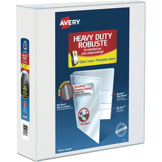 Avery 3" Heavy-Duty View Binder, One Touch Locking D Ring, White