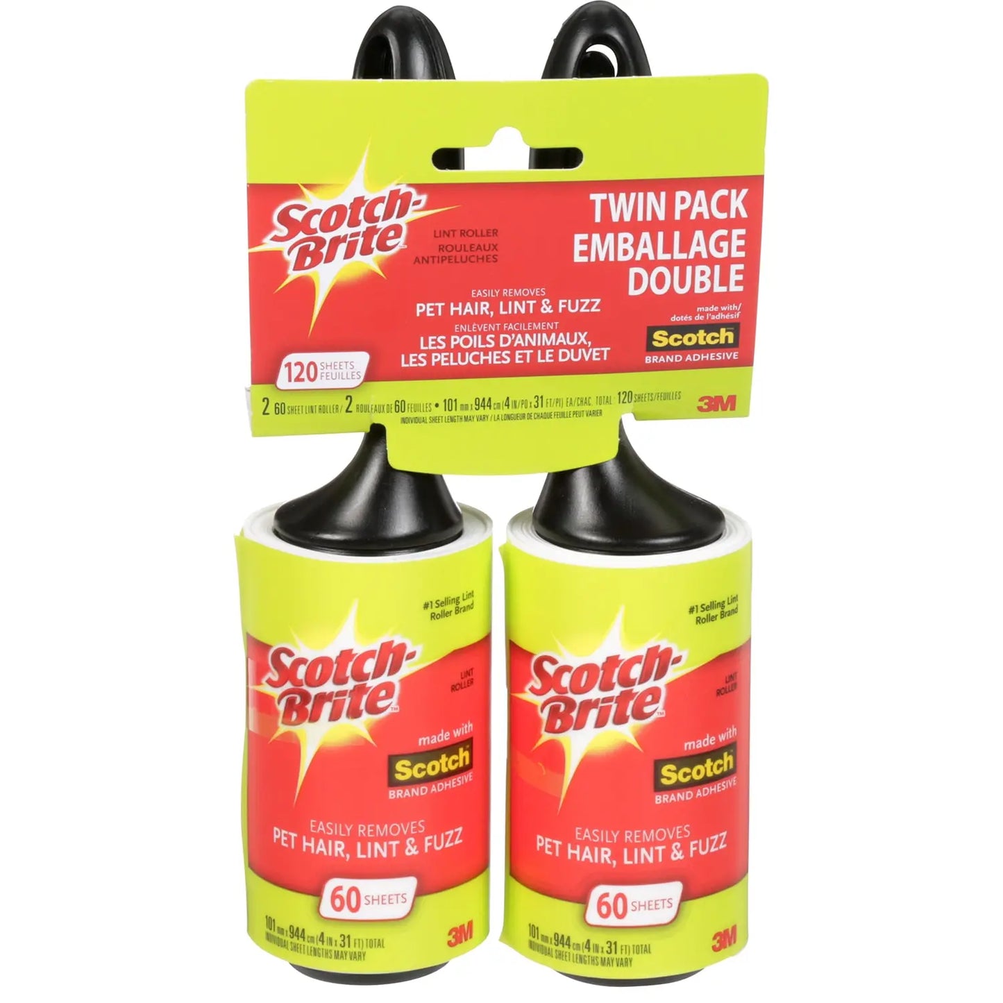 Scotch-Brite Lint Rollers, 60 Sheets, Pack of 2