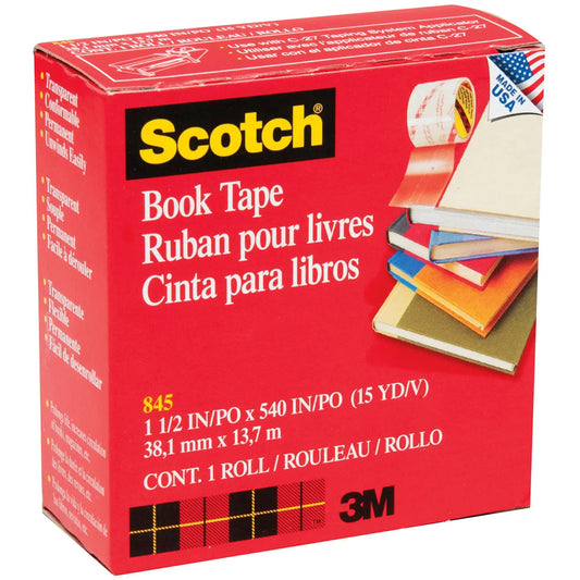 Scotch Book Repair Permanent Tape, Transparent, 1 1/2" x 540"