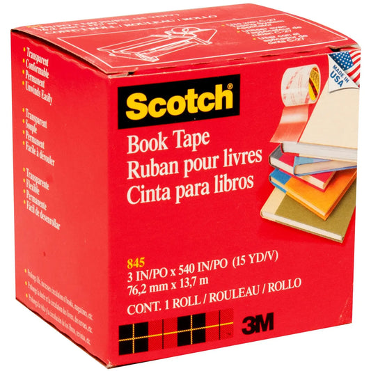 Scotch Book Repair Permanent Tape, Transparent, 3" x 540"