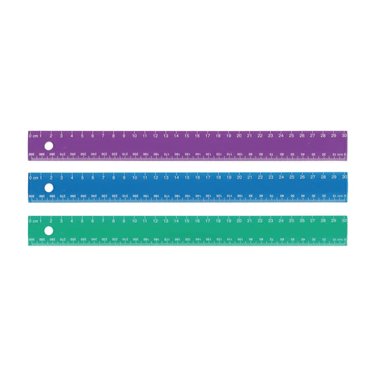 Westcott 30 cm Plastic Metric Ruler, Assorted Jewel Colours