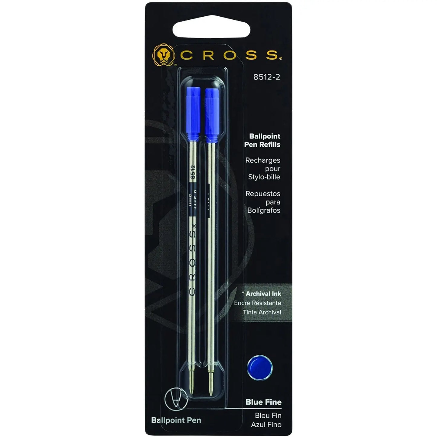 Cross Ballpoint Pen Blue Refill, Tip size: fine, 2/PK