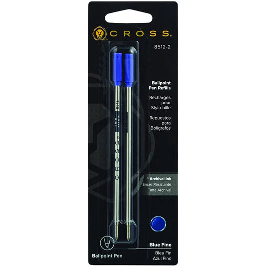 Cross Ballpoint Pen Blue Refill, Tip size: fine, 2/PK