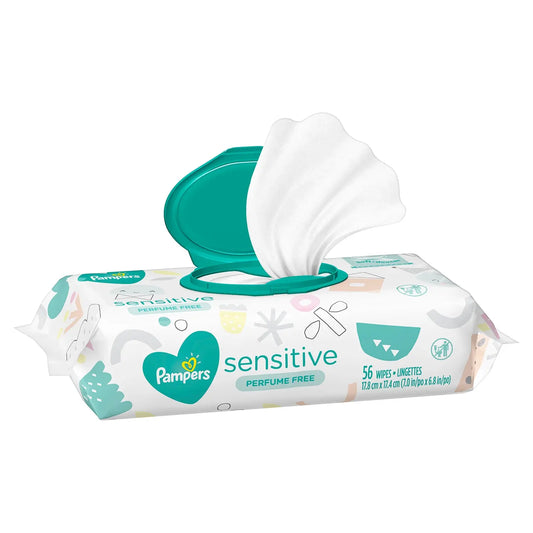 Pampers Sensitive Baby Wipes, Perfume Free, 56 Wipes/PK