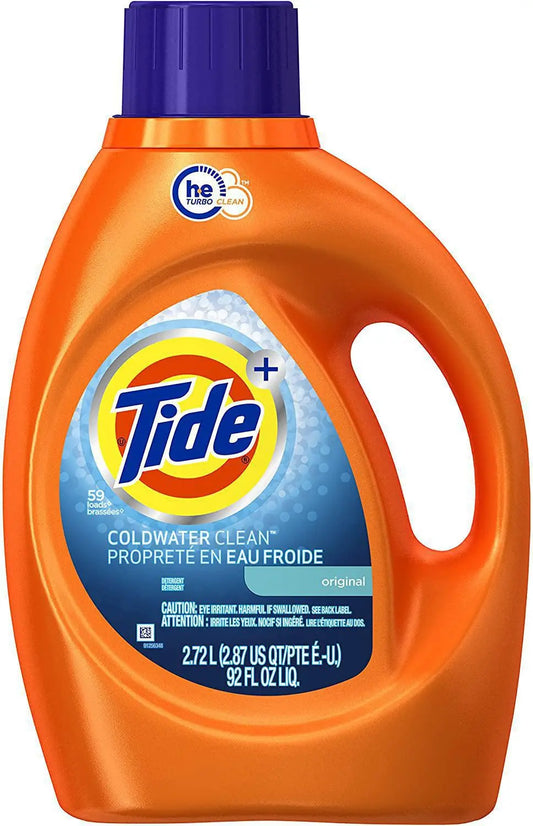 Tide High Efficiency (HE) Turbo Clean Coldwater Clean Liquid Laundry Detergent, Original Scent, 2.72 L