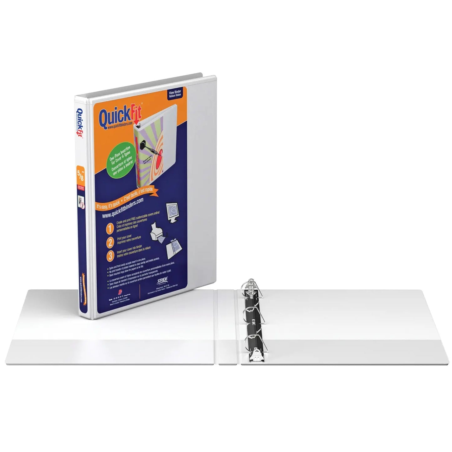 Davis Group Quickfit 5/8" Slanted D-Ring View Binder, White, Letter Size