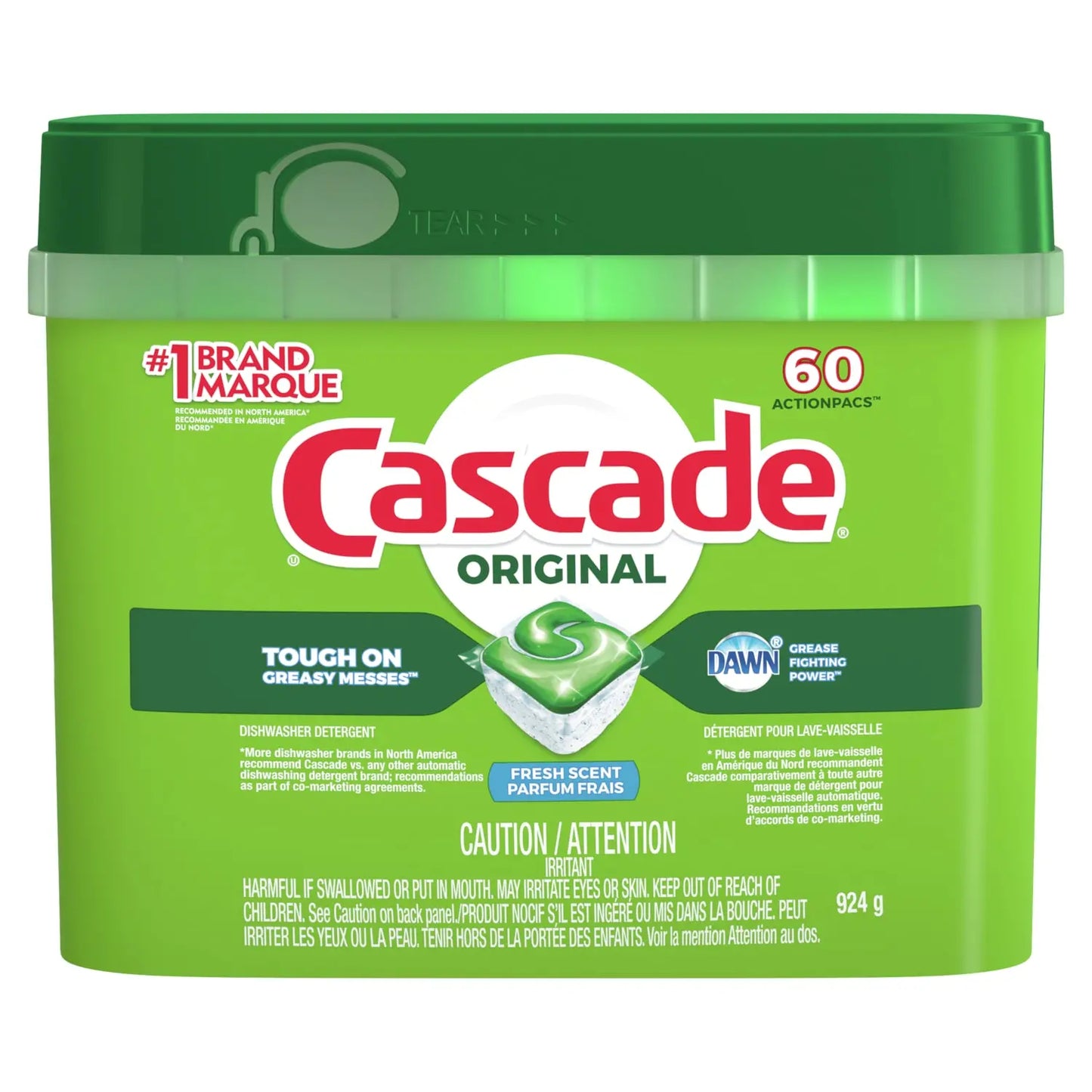 Cascade 4X Concentrated Dishwasher Detergent ActionPacs, Pack of 60