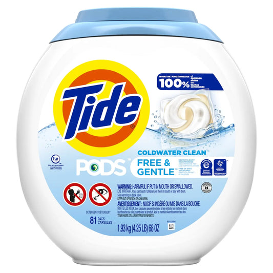 Tide PODS Laundry Detergent, Free & Gentle, Pack of 81 Pods