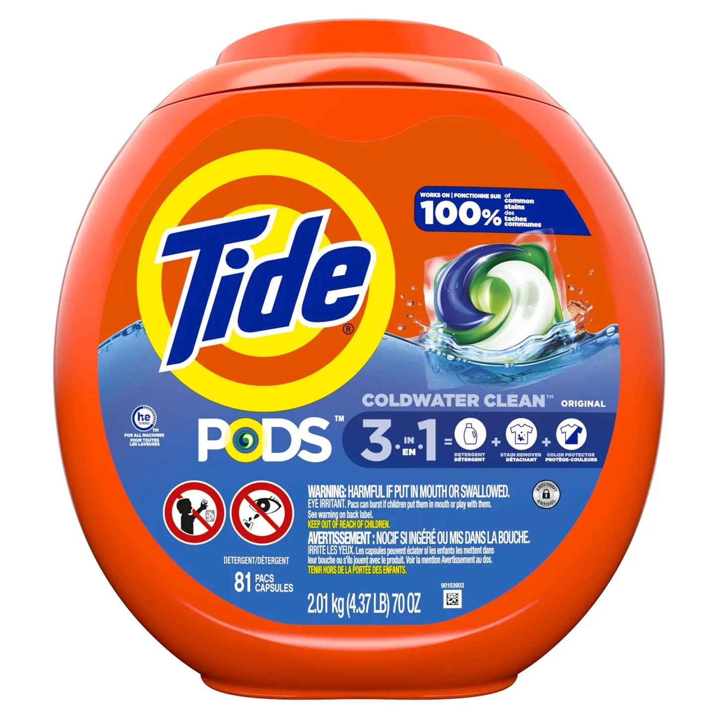 Tide PODS Liquid Laundry Detergent Pacs, Original Scent, Pack of 81 Pods