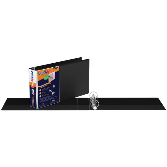 Davis Group QuickFit Deluxe Heavy-Duty Spreadsheet Landscape View Legal-Size (8 1/2" x 14") Black 2" Round-Ring Binder