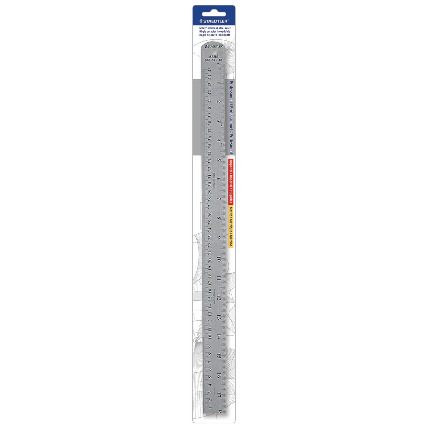 Staedtler Stainless-Steel Ruler, 18"