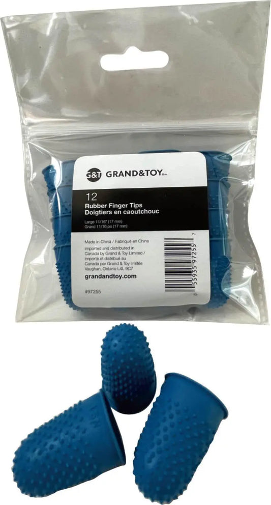 Grand & Toy Rubber Finger Pads, Blue, Large, 11/16" (12/PK)