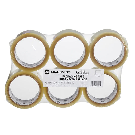 Grand & Toy Industrial Grade Packaging Tape, Clear, 48 mm x 50 m, 6/PK