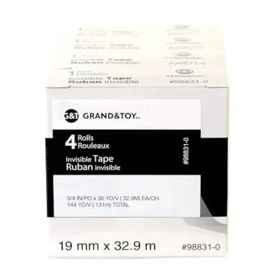 Grand & Toy Invisible Tape Refills, 19 mm x 32.9 m (4/PK)