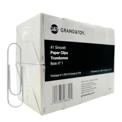 Grand & Toy Paper Clips, #1 Smooth 1-3/16"