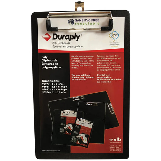 VLB StayClean Duraply Black Clipboard