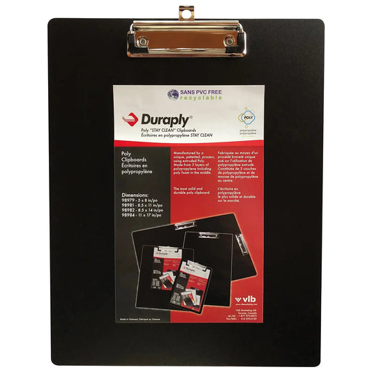 VLB StayClean Duraply Black Clipboard