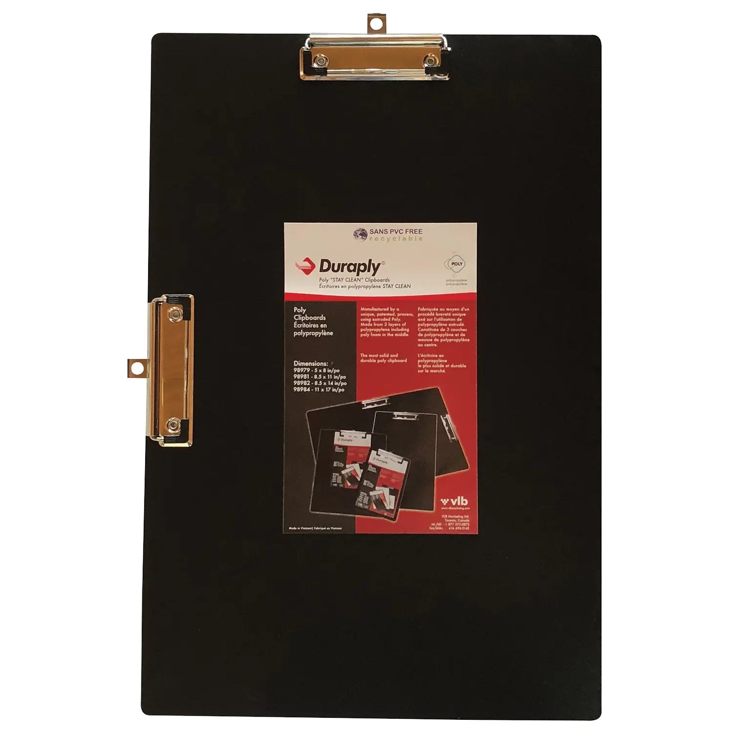 VLB StayClean Duraply Black Clipboard