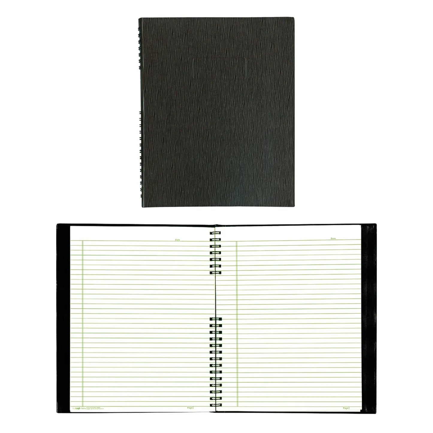 EcoLogix NotePro Coiled Notebook, 200 Pages, Black