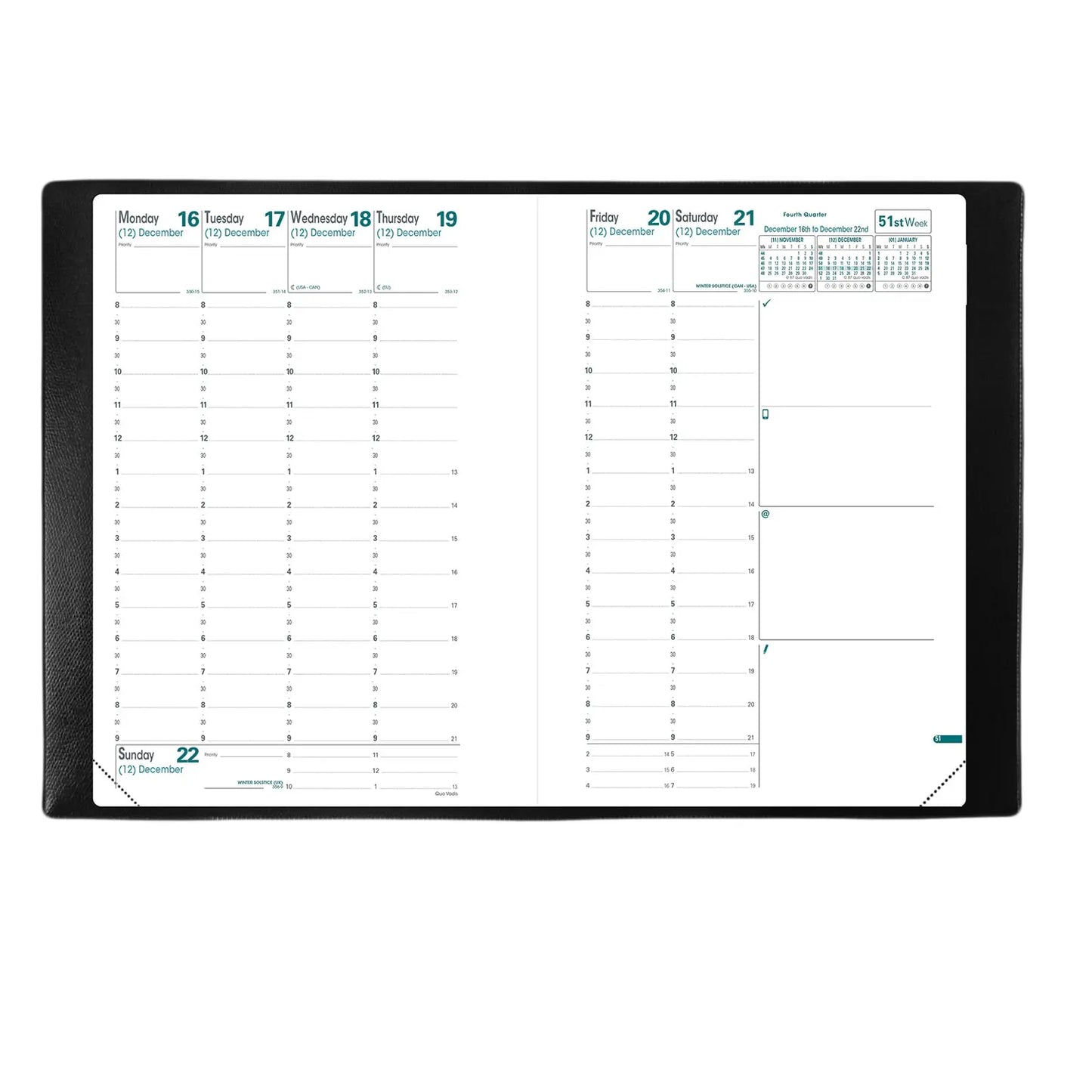 Quo Vadis Minister 13-Month Weekly Appointment Planner, Freeport Assorted Colours, 6-1/4" x 9-1/2", December - December, English