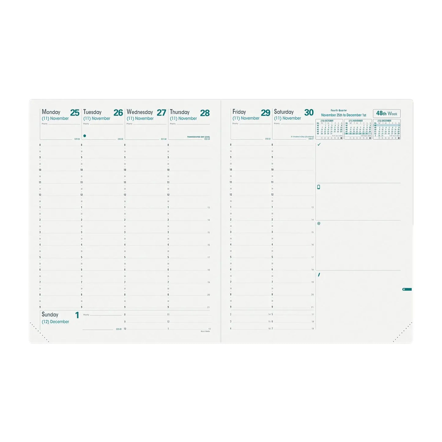 Quo Vadis 13-Month Weekly President Planner Refill, 8-1/4" x 10-3/4", December-December, English