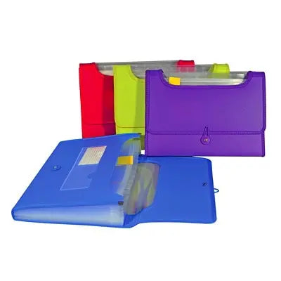 VLB 13-Pocket Poly Expanding File With Window, Assorted Colours, Letter-Size (8 1/2" x 11")