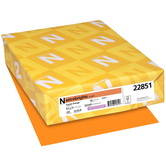 Neenah Astrobrights Cover Paper, Cosmic Orange, Letter-Size, FSC Certified, 65 lb., Ream