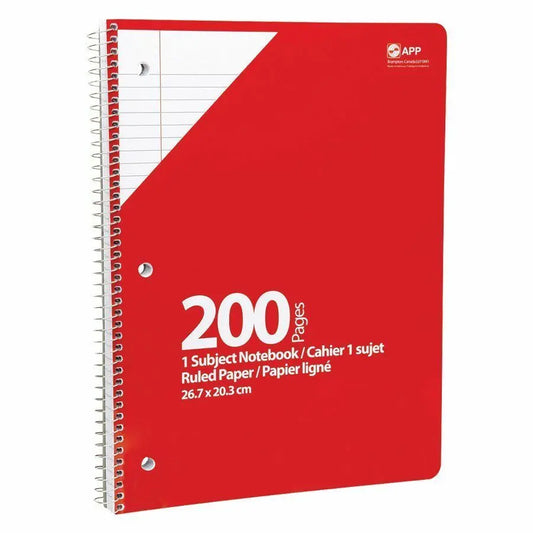 APP Coil Exercise Book, Ruled - Letter - 1 Subject - 200 Pages