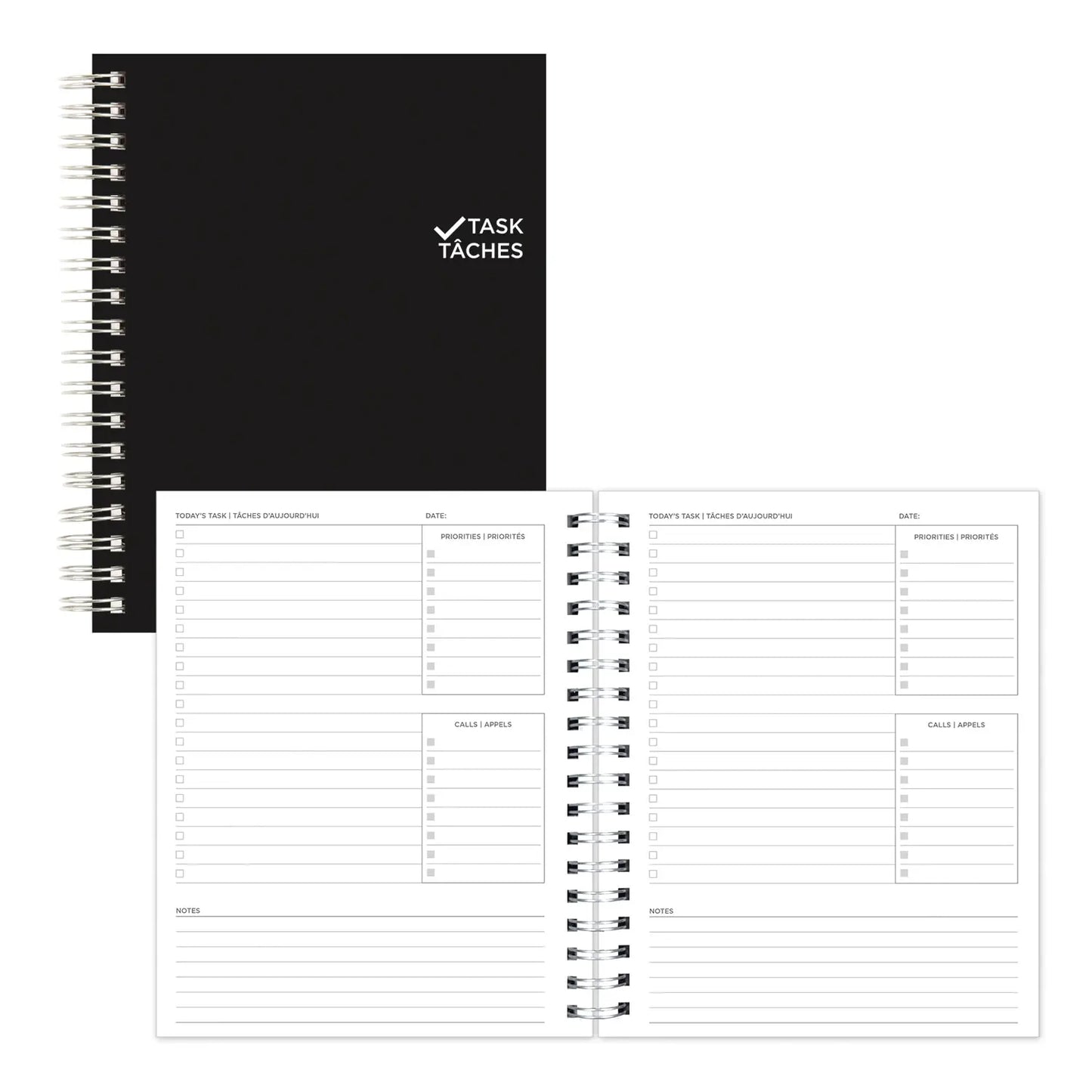 Blueline 12-Month Undated Task Planner, 9 1/4" x 7 1/4", Black, Bilingual