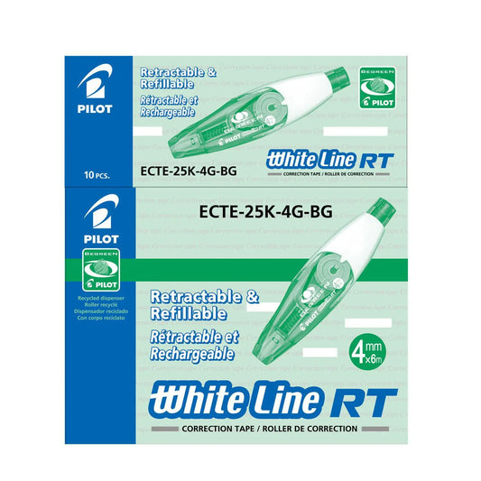 Pilot Begreen Retractable and Refillable White Line RT Correction Tape, Box of 10