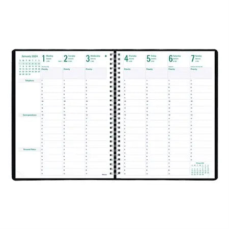 Blueline Timanager 13-Month Weekly/Monthly Planner, December-December, 11" x 8-1/2", Noir, English