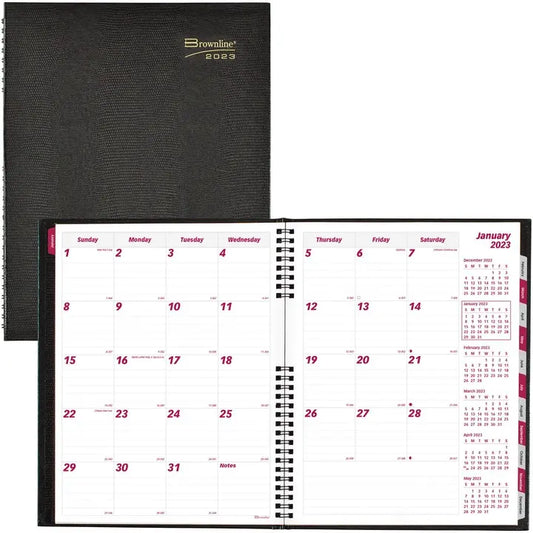 Brownline CoilPro Monthly Planner, 8.5" x 11", Black