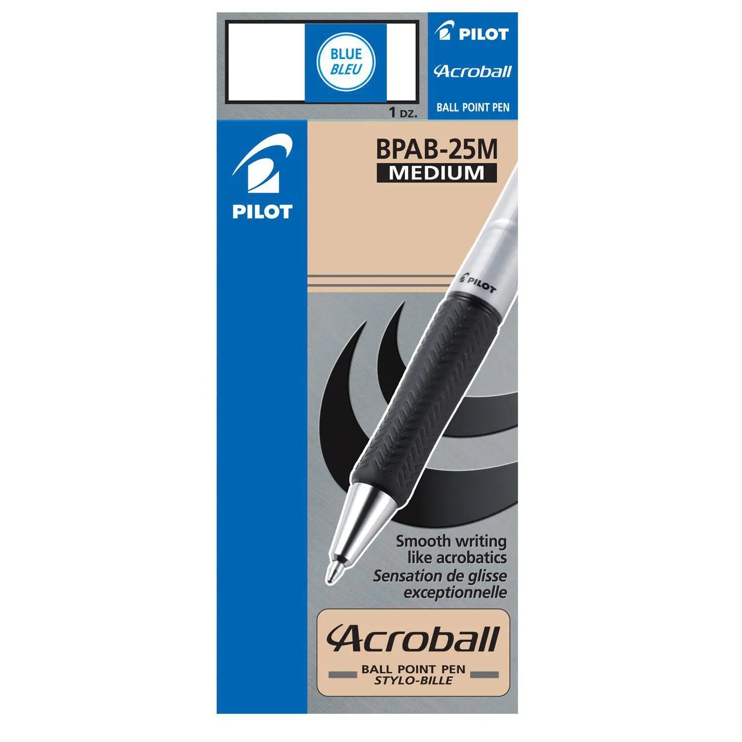 Pilot Acroball Retractable Ballpoint Pens, Blue, Medium 1.0 mm, Box of 12