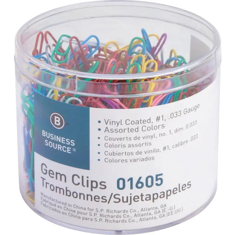 Business Source Vinyl-Coated Paper Clips, No. 1 (500/PK)