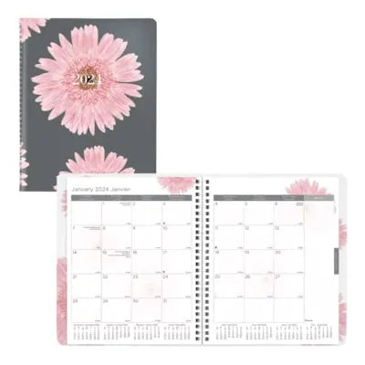 Blueline Pink Ribbon 14-Month Monthly Planner, Pink, 8-7/8'' x 7-1/8'', December - January, Bilingual