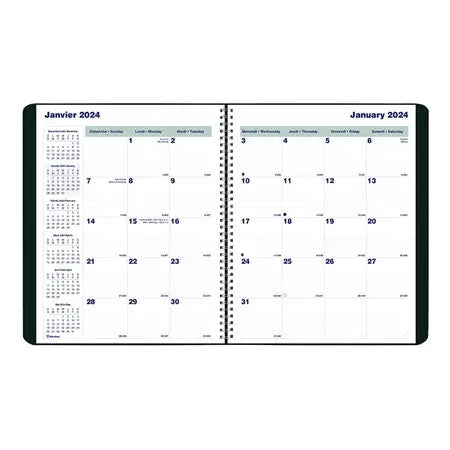 Blueline Essential 16-Month Monthly Planner, September-December, 11" x 9-1/16", Black, Bilingual