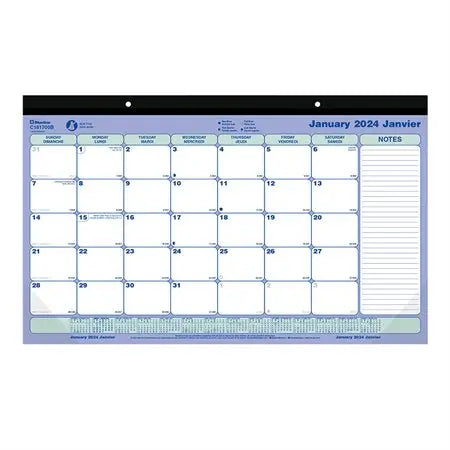 Blueline 12-Month Monthly Desk Pad/Wall Calendar, January - December, 17-3/4" x 10-7/8", Bilingual