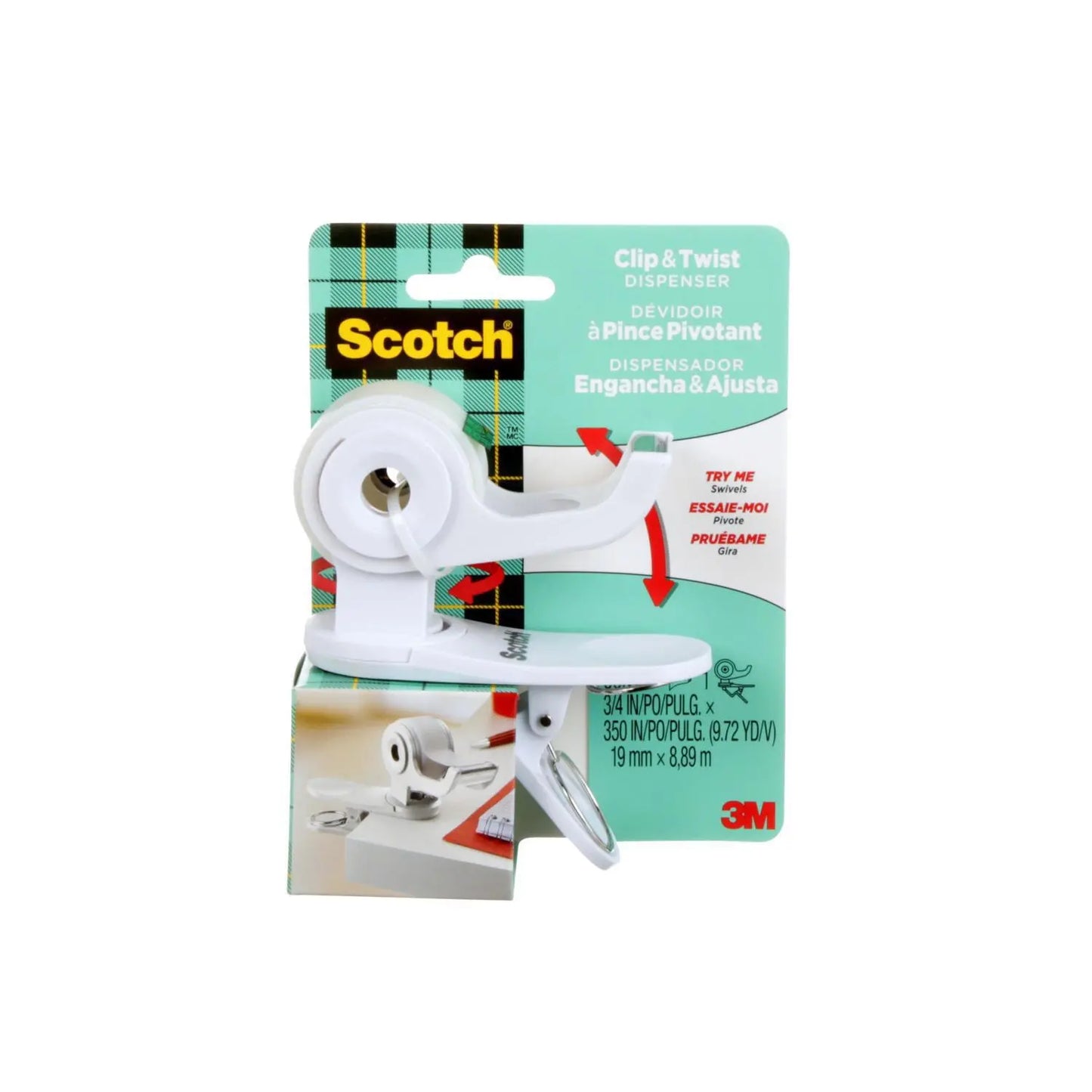 SCOTCH CLIPTWIST DISPENSER WHT