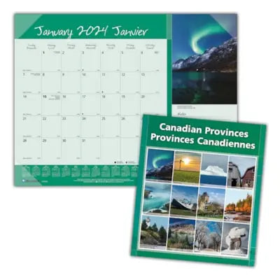 Blueline Canadian Provinces 12-Month Monthly Desk Pad Calendar, 22" x 17", January-December, Bilingual