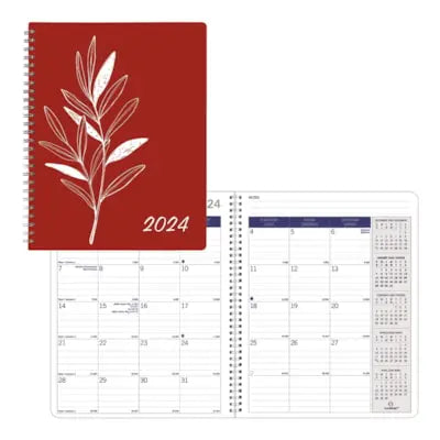 Blueline Joyful DuraGlobe 14-Month Monthly Planner, Red, 8-7/8'' x 7-1/8'', December-January, Bilingual