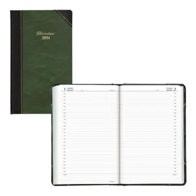 Brownline 12-Month Daily Planner, Black/Green, 13-3/8'' x 8'', January-December, English