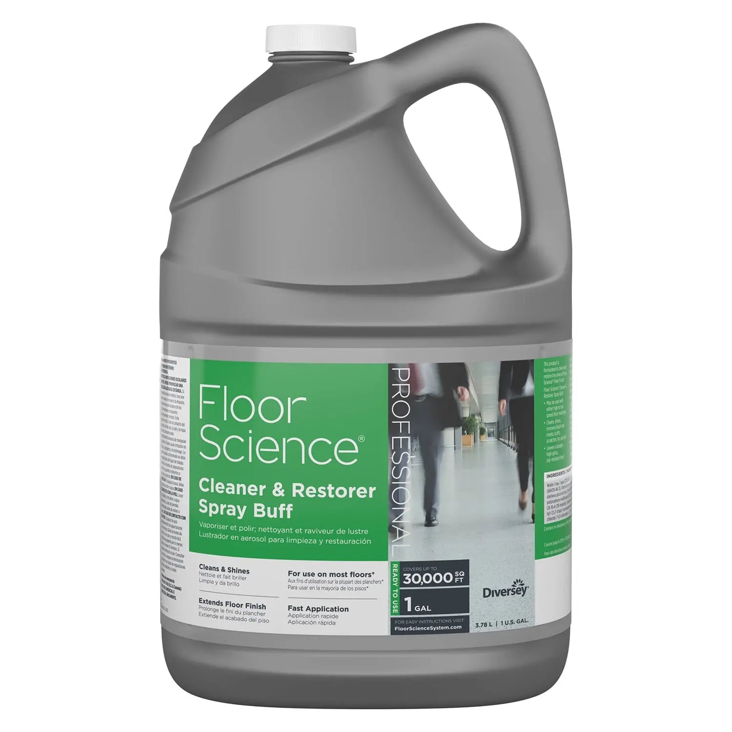 Diversey Floor Science Cleaner And Restorer Spray Buff, 3.78 L, RTU