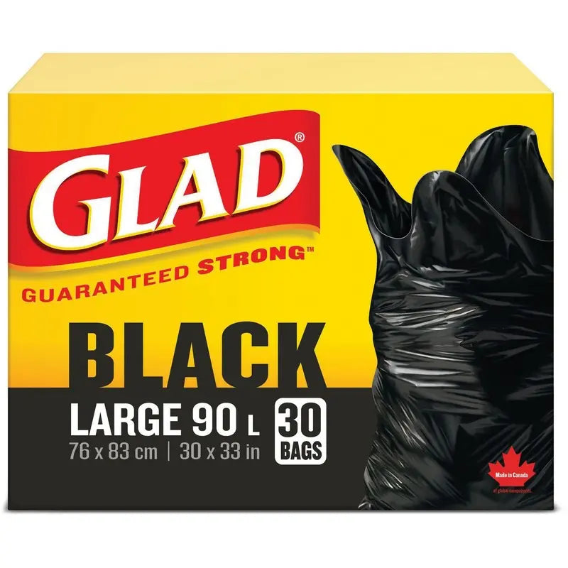 GLAD BAGS 90L,30X33 BLACK*30bx