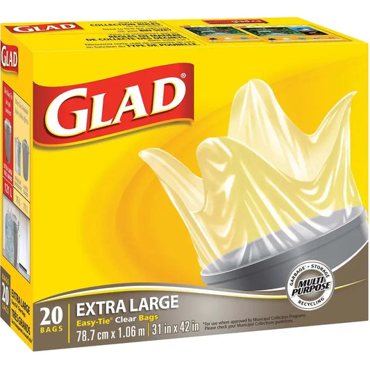 GLAD GARBAGE BAG XLRG CLEAR*20