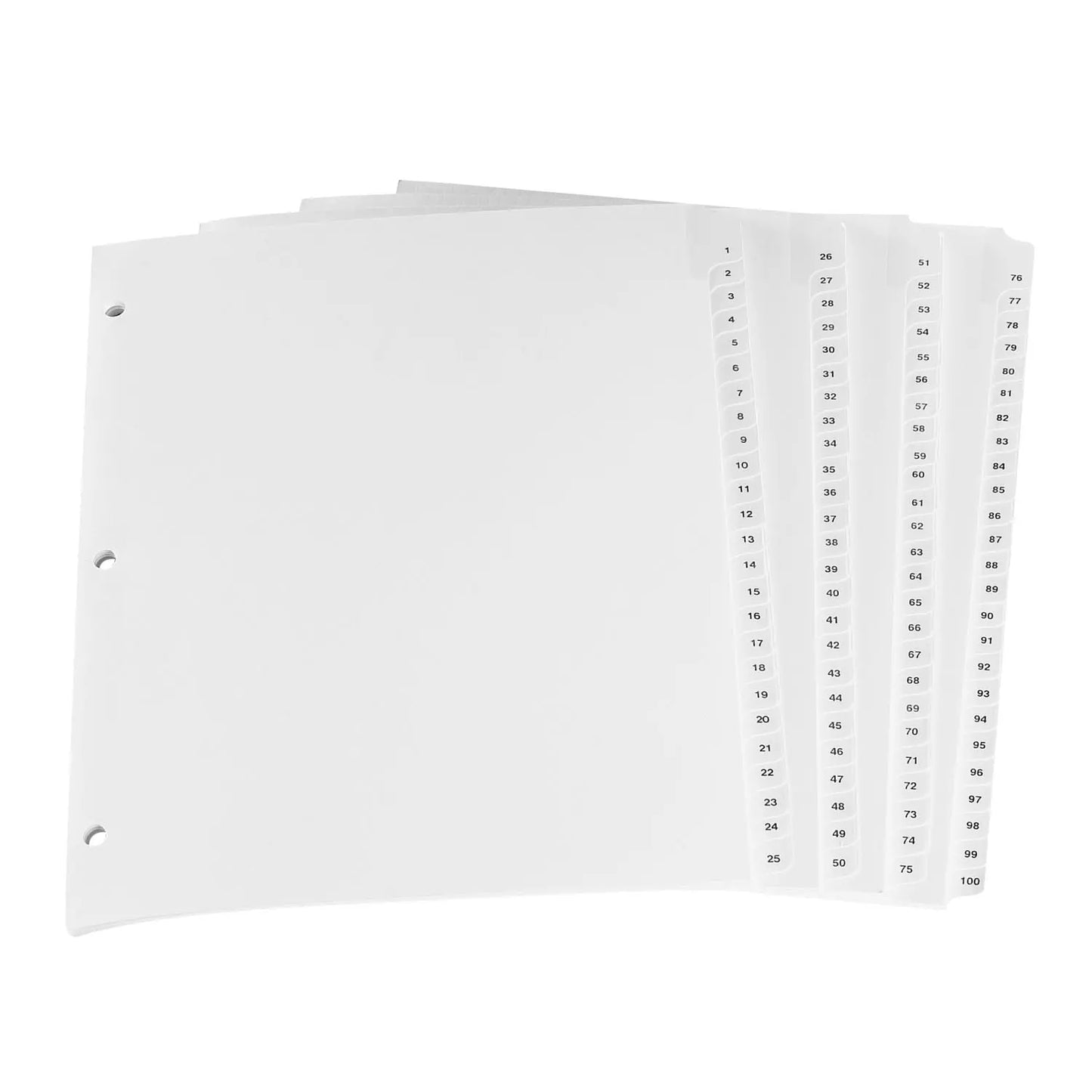 Oxford Premium Series Numerical Tab Dividers, Numbered 1-100, White, 8 1/2" x 11", 100-Tabs/ST, 1-Set/PK