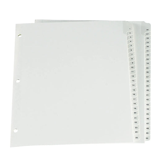 Oxford Premium Series Numerical Tab Dividers, Numbered 1-50, White, 8 1/2" x 11", 50-Tabs/ST, 1-Set/PK