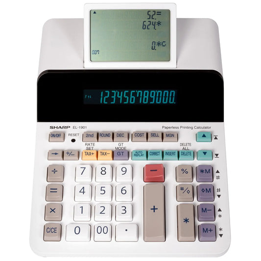 Sharp Large Display 12-Digit Paperless Printing Calculator